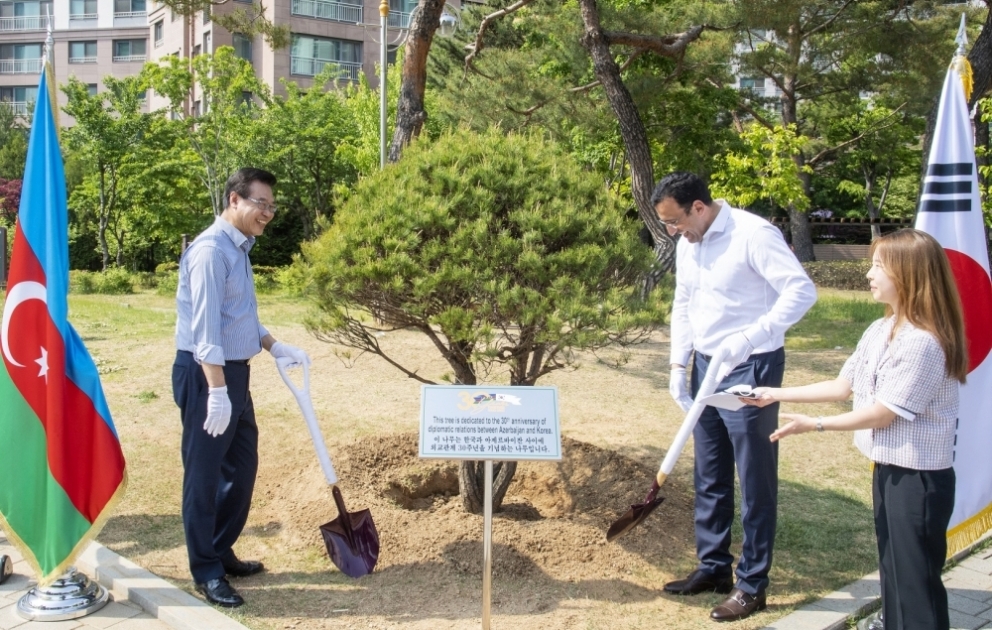 Azərbaycan-Koreya diplomatik əlaqələrinin ildönümü münasibəti ilə Seulda yubiley ağacı əkilib
