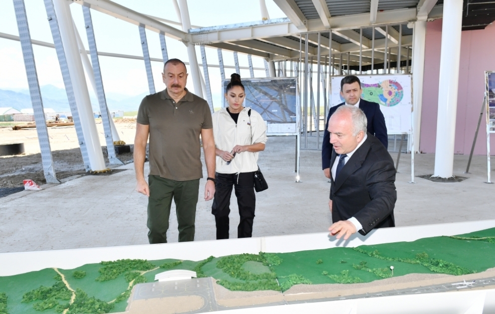 President Ilham Aliyev and First Lady Mehriban Aliyeva viewed construction progress at Zangilan International Airport