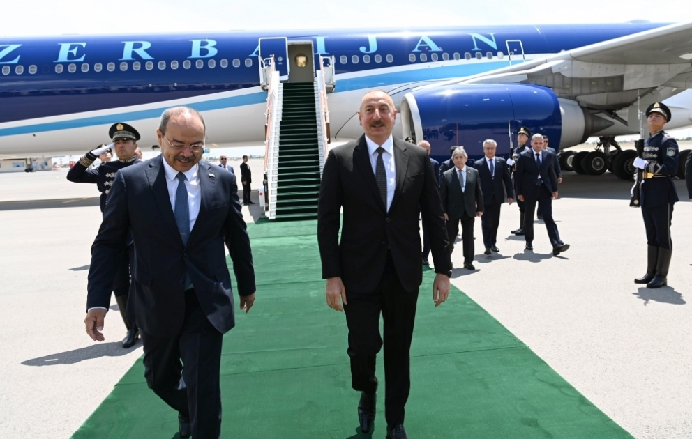 President Ilham Aliyev arrived in Uzbekistan for state visit