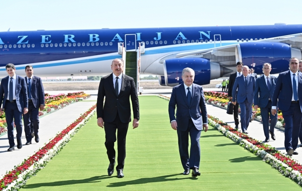 President Ilham Aliyev arrived in Urgench city, Uzbekistan