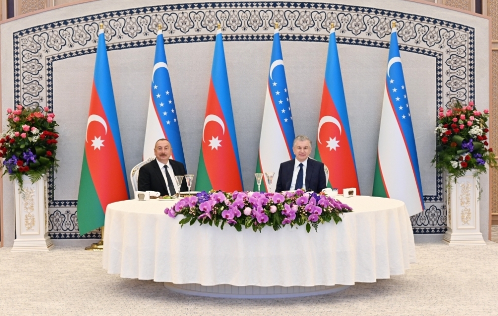 President of Uzbekistan Shavkat Mirziyoyev hosted reception in honor of President of Azerbaijan Ilham Aliyev