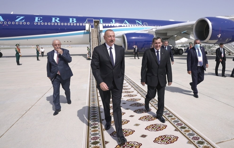 President Ilham Aliyev arrived in Turkmenistan for visit