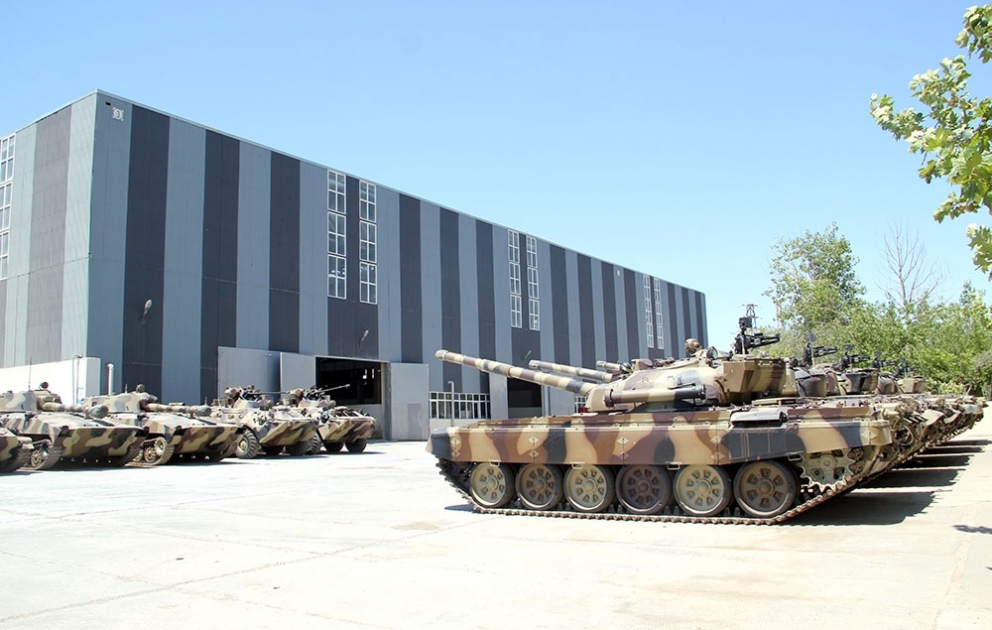 A Weapons repair workshop is operating in one of the military units