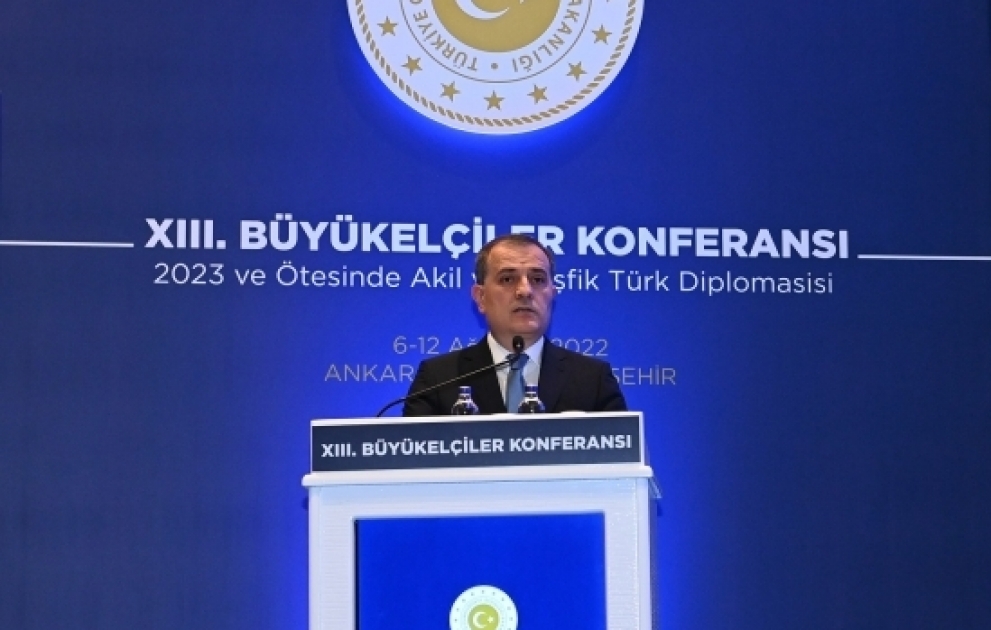 Nazir Ceyhun Bayramov Ankarada keçirilən “Müdrik və mərhəmətli türk diplomatiyası” mövzusunda səfirlər konfransında çıxış edib