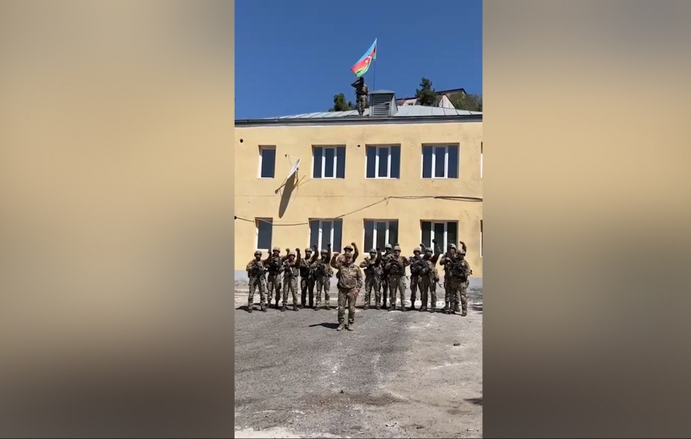 Azerbaijan`s national flag raised in Lachin city
