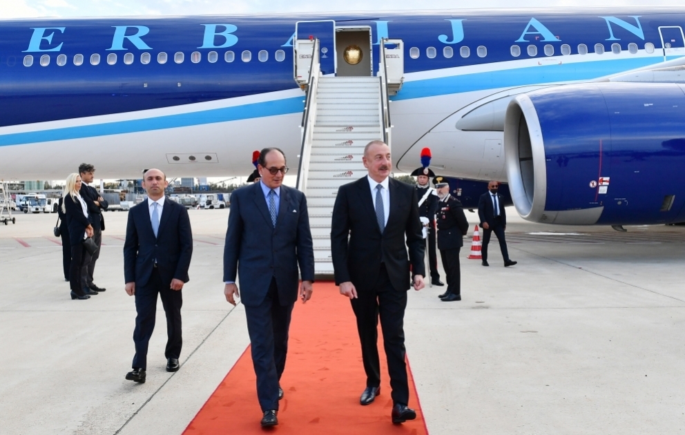 President Ilham Aliyev arrived in Italy for working visit