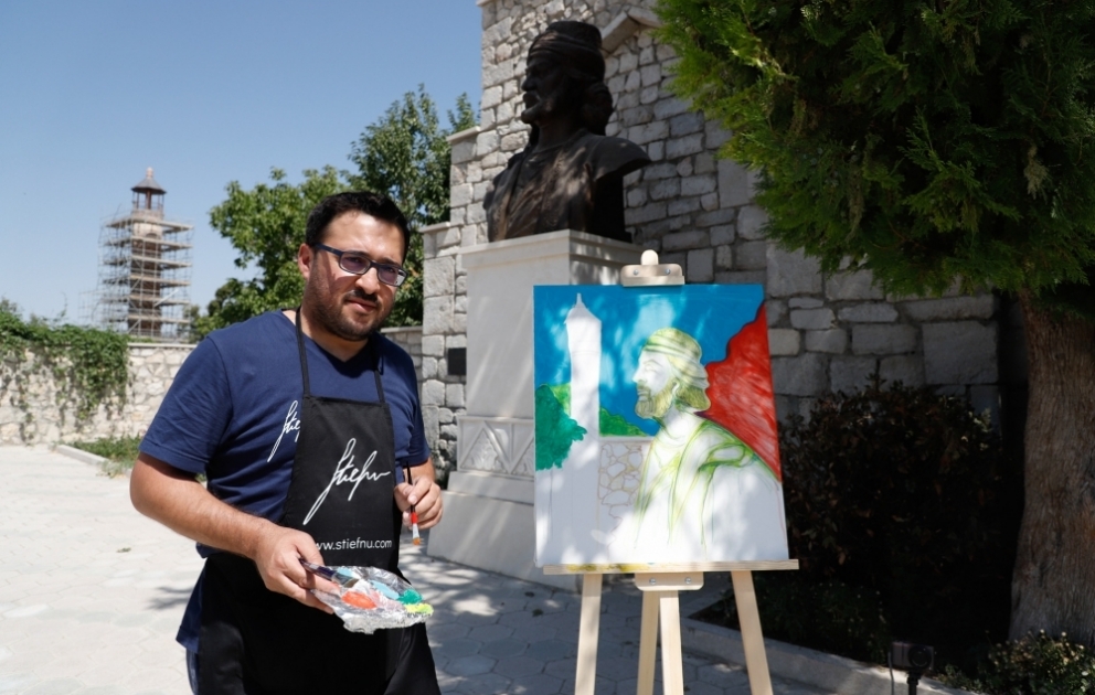 Stefan De Battista: Çəkdiyim rəsmdə göy, qırmızı və yaşıl rənglərdən istifadə etmişəm