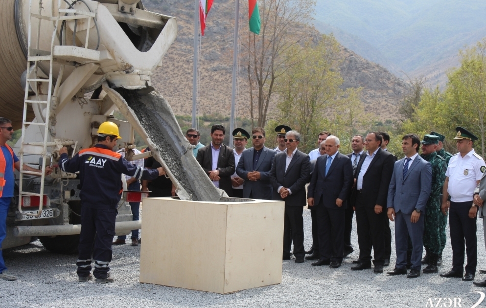 Foundation of Aghband highway bridge laid in Eastern Zangazur economic region on state border with Iran