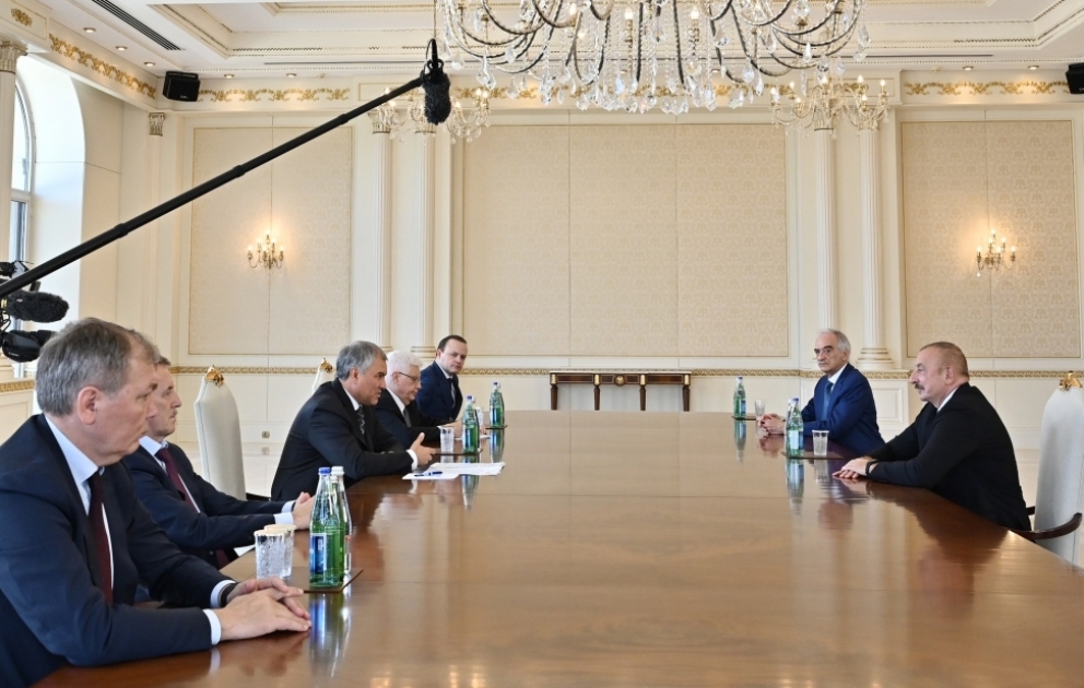 Prezident İlham Əliyev Rusiya Federasiyası Dövlət Dumasının Sədrinin başçılıq etdiyi nümayəndə heyətini qəbul edib