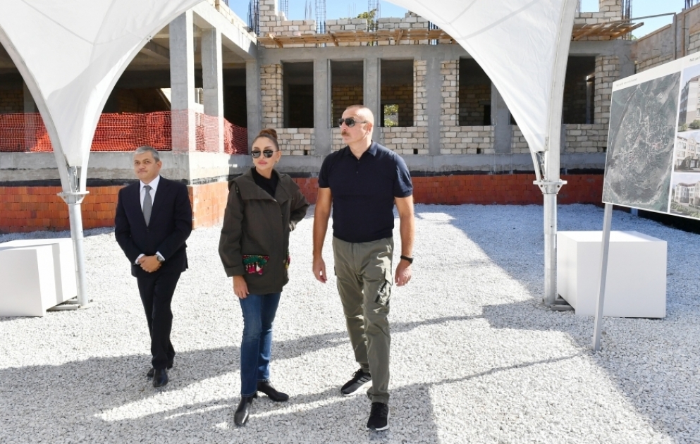 President Ilham Aliyev viewed progress of construction works at building of secondary school No1 in Shusha