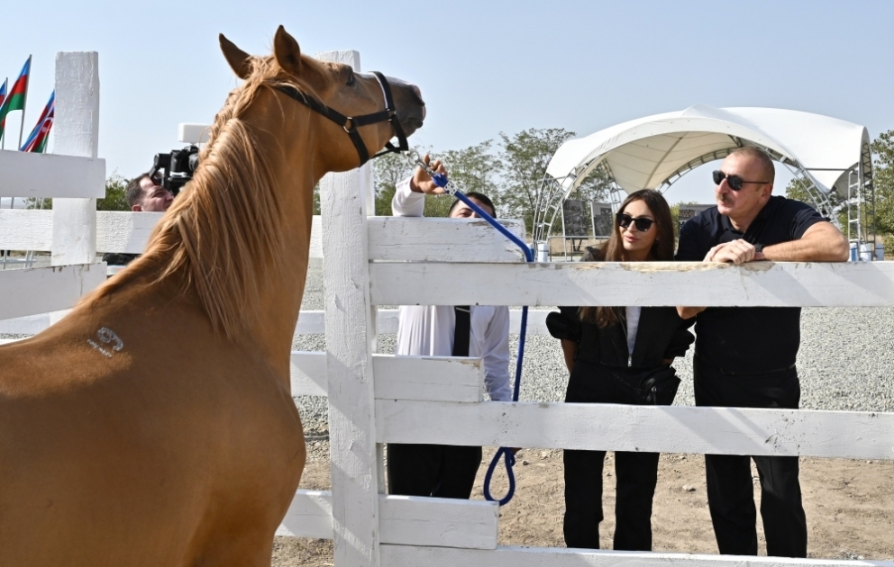 Foundation stone for Horse Breeding Center was laid in Aghdam 
President Ilham Aliyev and First Lady Mehriban Aliyeva attended the ceremony