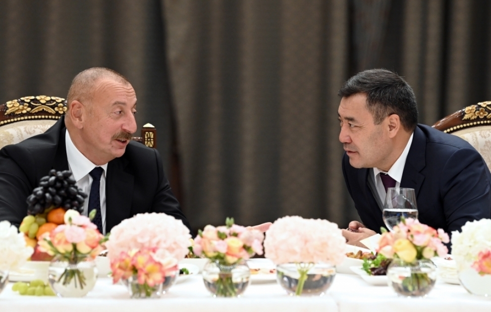 Official reception was hosted on behalf of President of Kyrgyzstan Sadyr Japarov in honor of President Ilham Aliyev