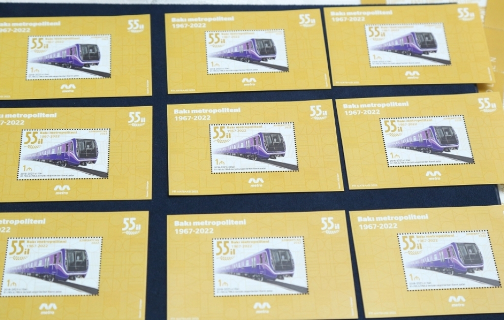 Bakı Metropoliteninin 55 illiyi münasibətilə yubiley poçt markaları buraxılıb
