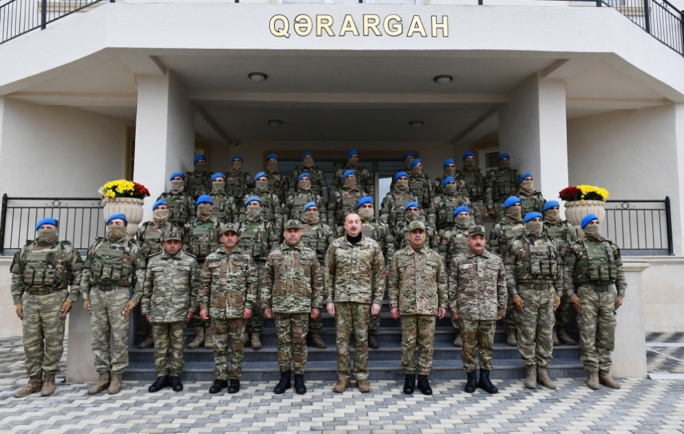 President Ilham Aliyev viewed conditions created at newly commissioned military unit of Defense Ministry in Fuzuli district