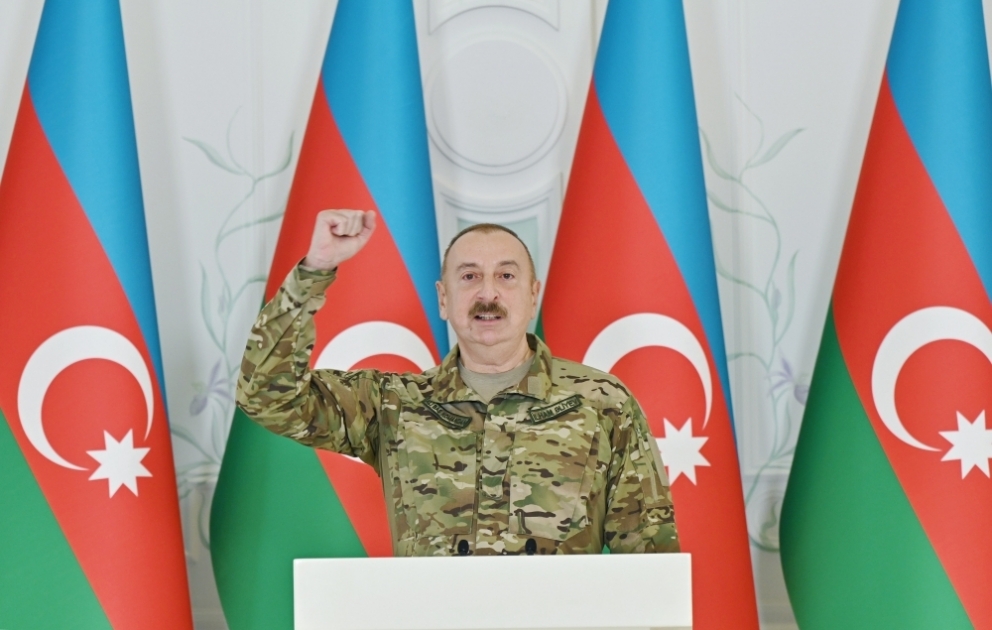 Prezident İlham Əliyev Zəfər Günü münasibətilə Şuşada təşkil olunan tədbirdə iştirak edib
