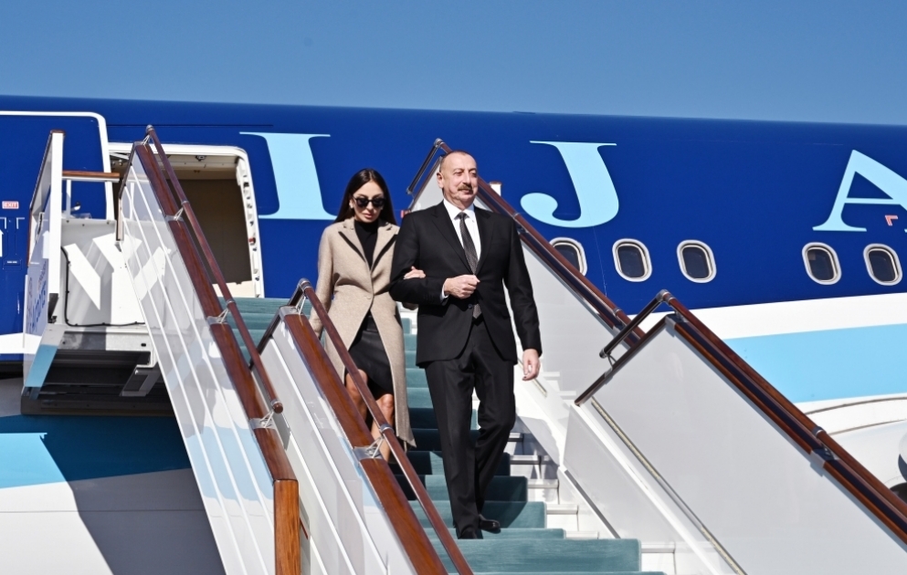 President Ilham Aliyev arrived in Uzbekistan for visit