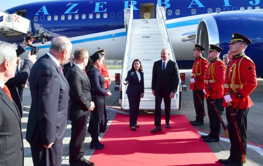 President Ilham Aliyev arrived in Albania for state visit