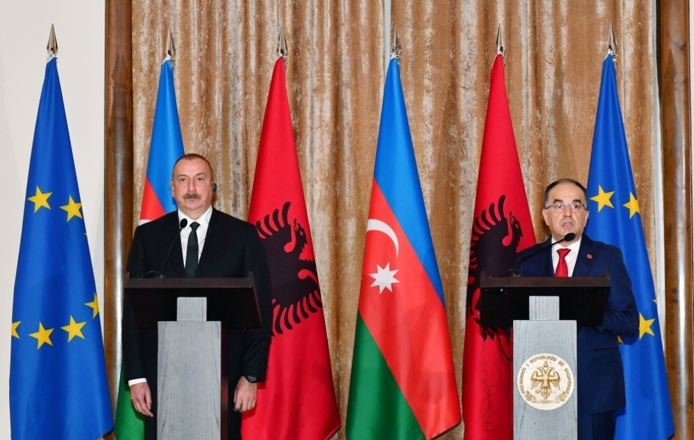 Azerbaijani, Albanian presidents made press statements