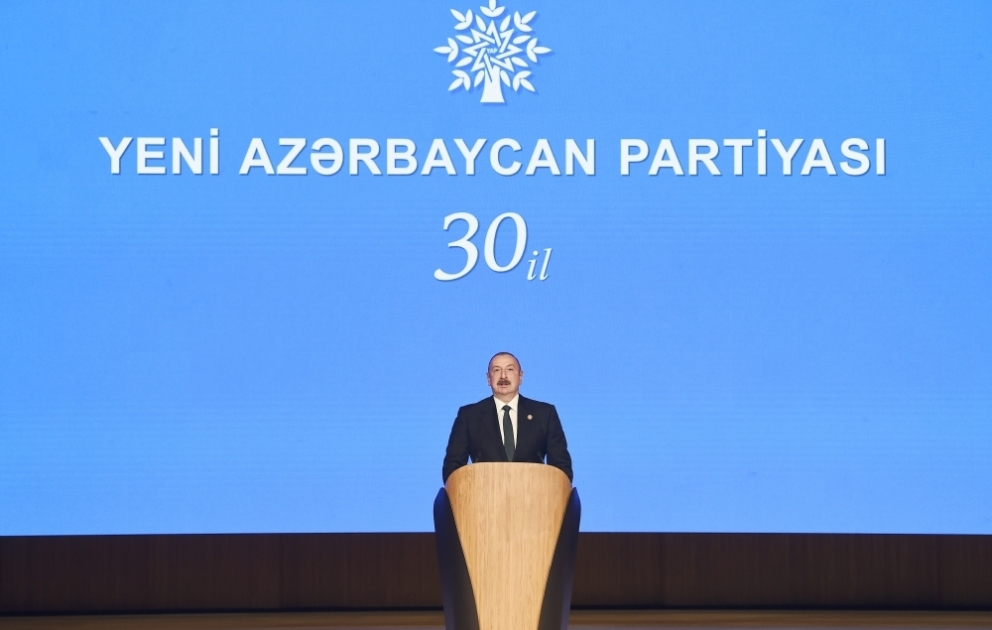 Event to mark 30th anniversary of New Azerbaijan Party was held 
President, Chairman of the New Azerbaijan Party Ilham Aliyev made a speech at the event
