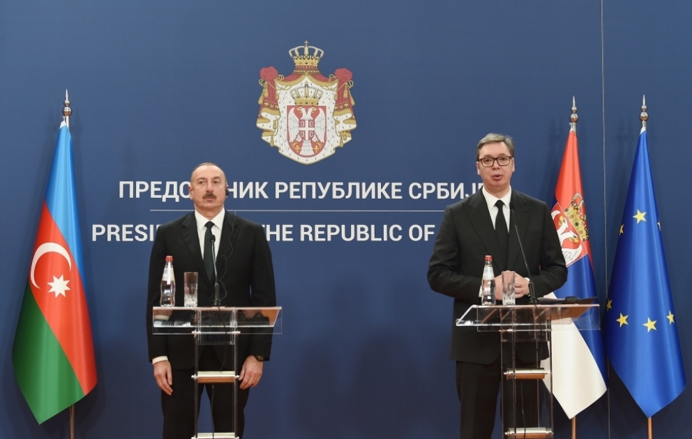 Azerbaijani, Serbian presidents made press statements