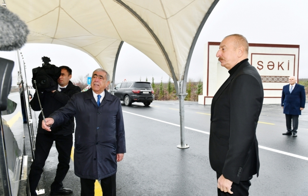 President Ilham Aliyev attended inauguration of Oghuz-Shaki highway after reconstruction