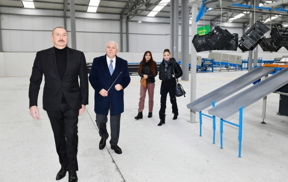 President Ilham Aliyev viewed conditions created at dried fruit production enterprise in Orta Zayzid village