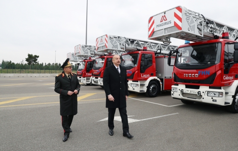 President Ilham Aliyev viewed newly purchased special purpose equipment and ambulances