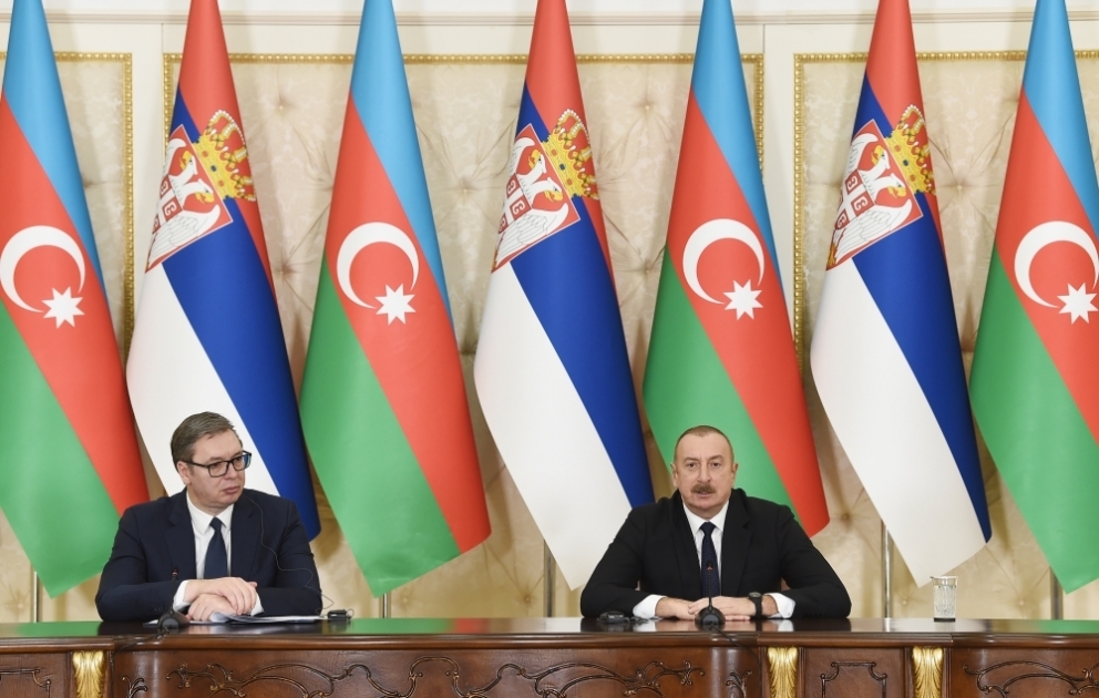 Gemeinsame Presseerklärung von Präsident Ilham Aliyev und Präsident Serbiens Aleksandar Vučić
