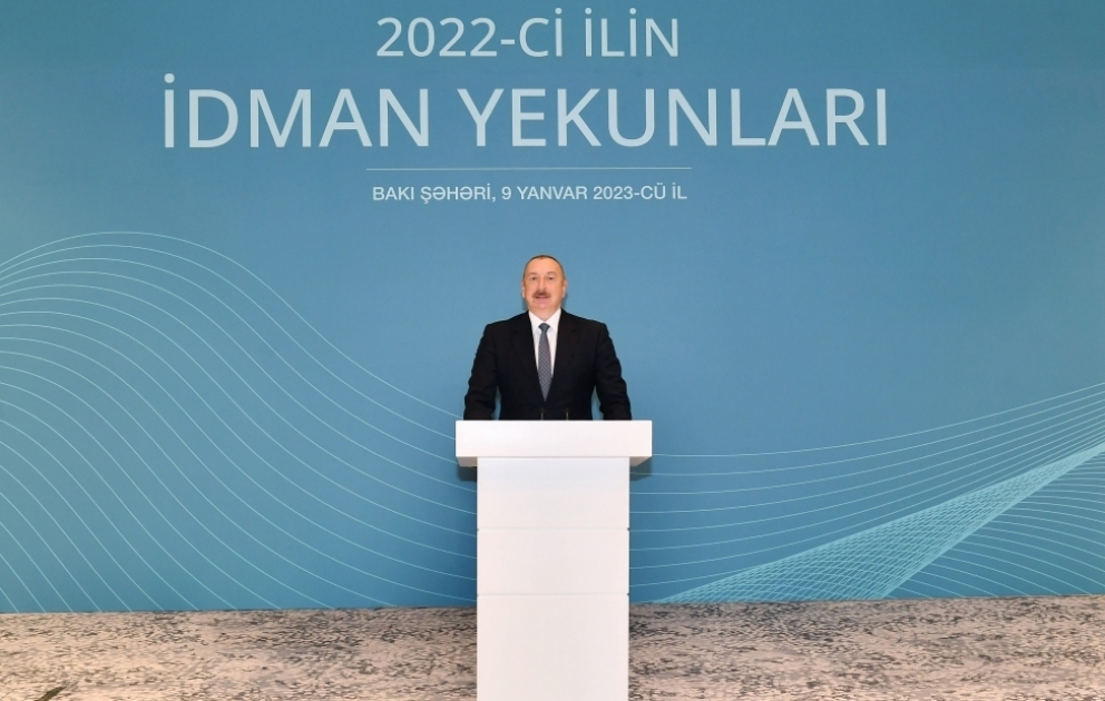 Präsident Ilham Aliyev nimmt an Veranstaltung zu Sportergebnissen 2022 teil