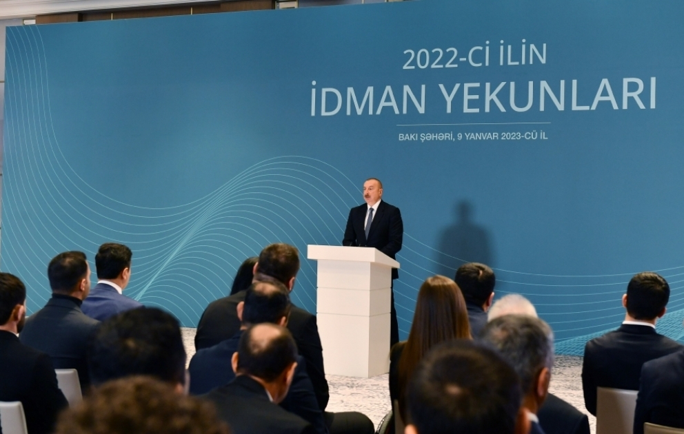 Prezident İlham Əliyev ötən ilin idman yekunlarına həsr olunmuş mərasimdə iştirak edib