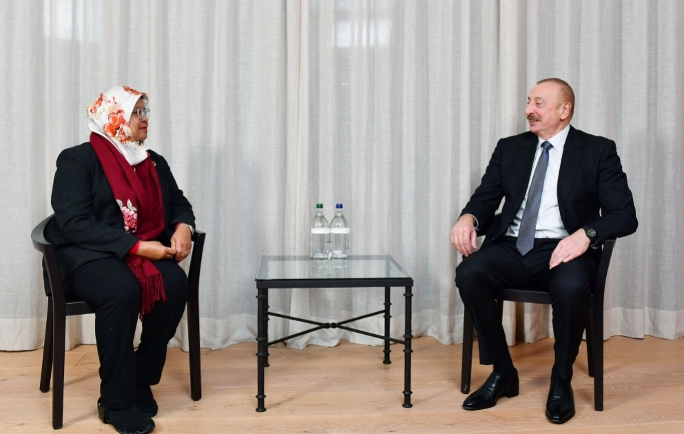 Prezident İlham Əliyev Davosda BMT-nin Məskunlaşma Proqramının icraçı direktoru ilə görüşüb