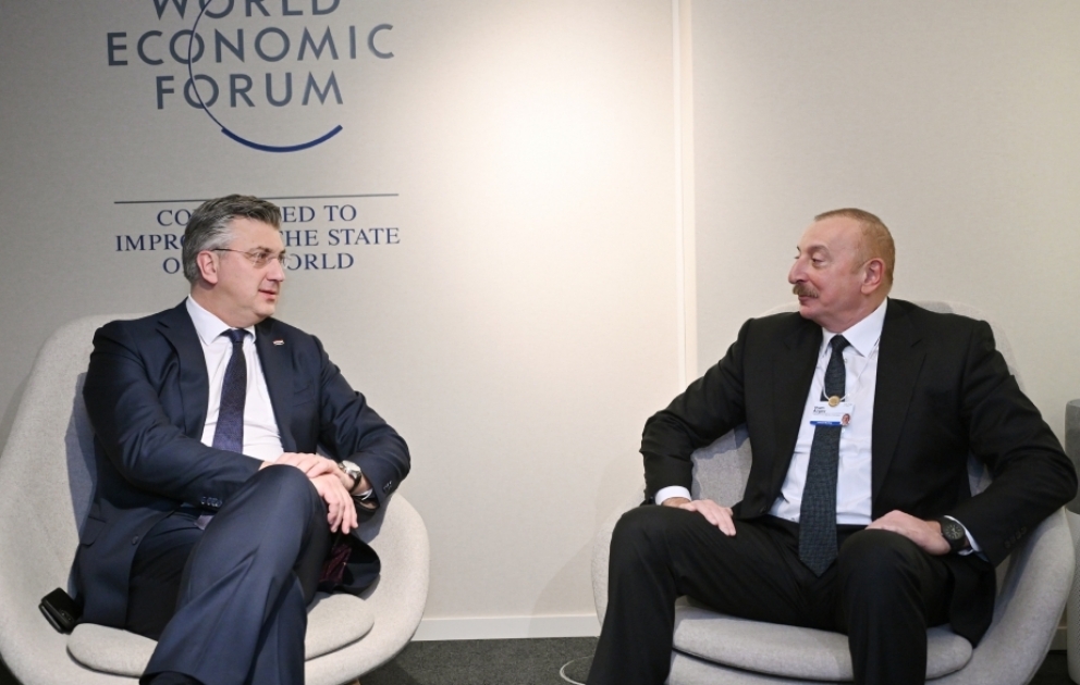 Le président Ilham Aliyev rencontre le Premier ministre croate Andrej Plenkovic à Davos