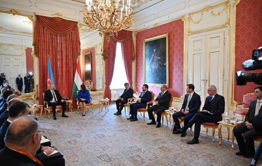 Les présidents Ilham Aliyev et Katalin Novak ont eu un entretien élargi aux délégations