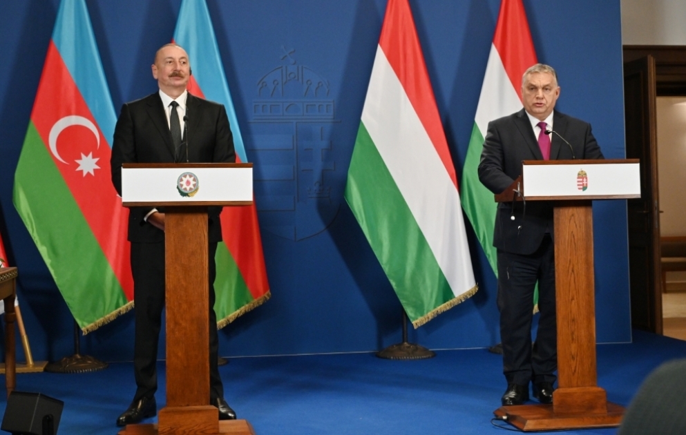 Azərbaycan Prezidenti İlham Əliyev və Macarıstanın Baş naziri Viktor Orban mətbuata bəyanatlarla çıxış ediblər