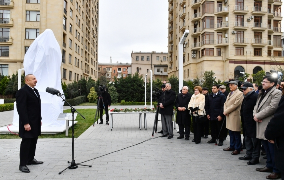 President Ilham Aliyev attended unveiling ceremony of statue of prominent composer Tofig Guliyev in Baku