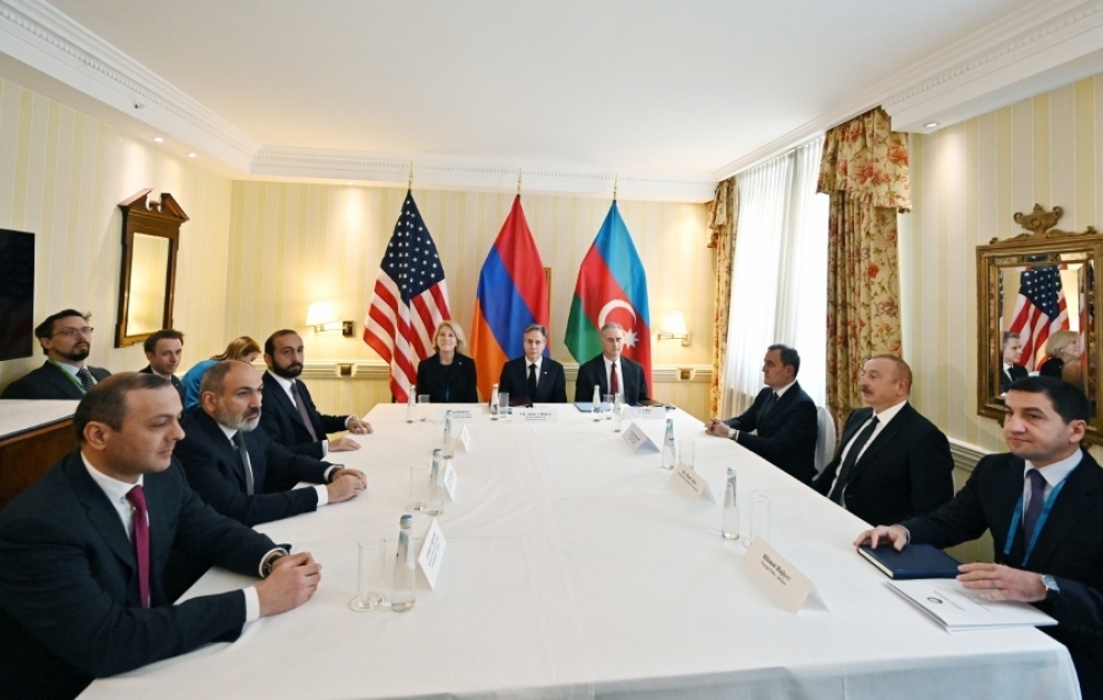 München: Treffen von Präsident Ilham Aliyev mit Antony Blinken und Nikol Paschinjan