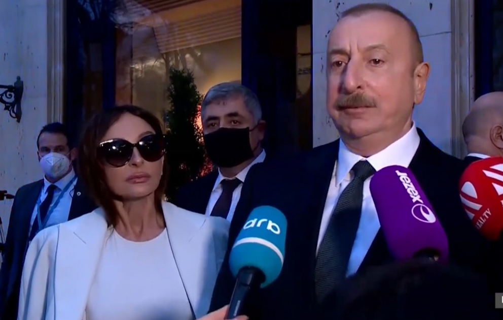 President Ilham Aliyev was interviewed by Azerbaijani TV channels in Munich