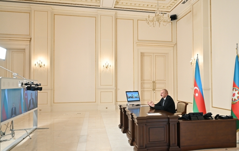 Präsident Ilham Aliyev trifft sich mit seinem bulgarischen Amtskollegen Rumen Radev im Videokonferenz-Format