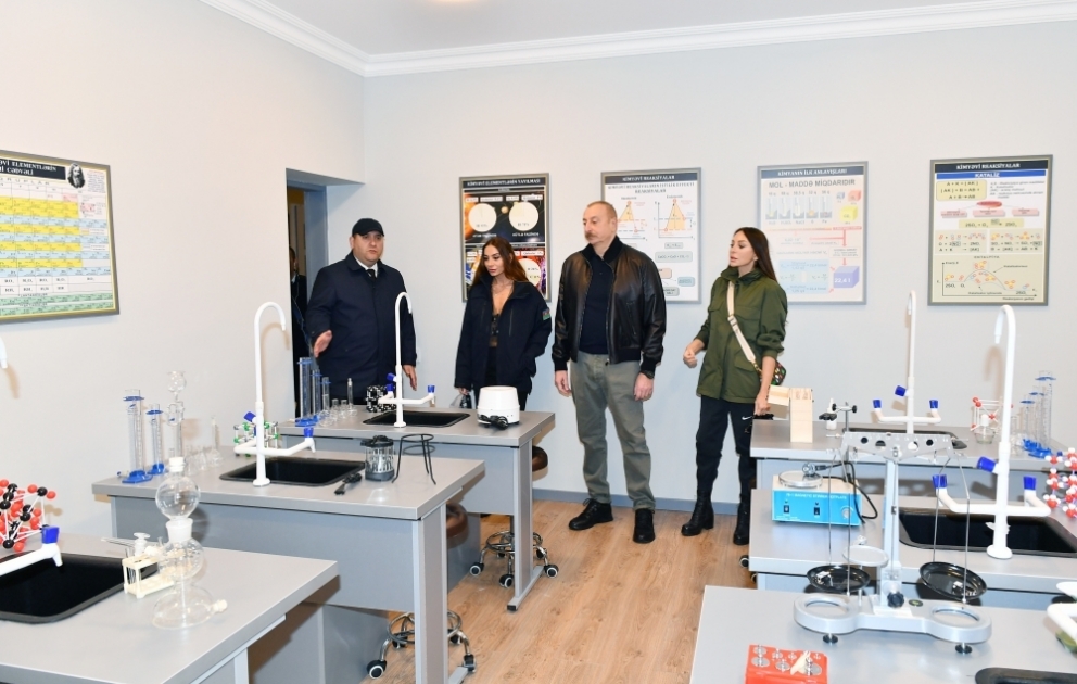 President Ilham Aliyev viewed conditions created at Sugovushan settlement secondary school