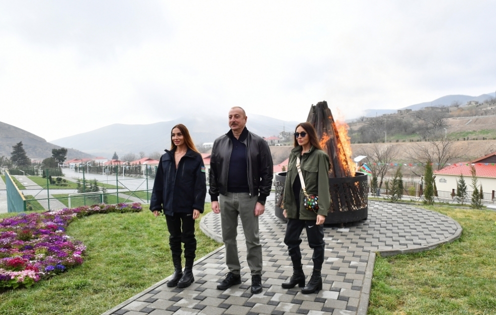President Ilham Aliyev and First Lady Mehriban Aliyeva viewed progress of works carried out in Talish village 
The head of state lit Novruz bonfire in Talish village and congratulated the people of Azerbaijan on the occasion of the holiday
