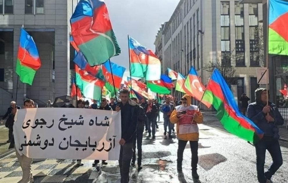 Brüsseldə Cənubi Azərbaycan türklərinin mitinqi keçirilib