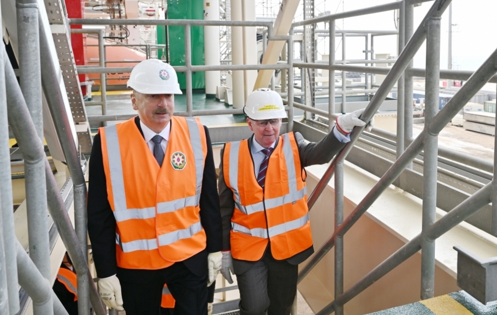 President Ilham Aliyev attended symbolic sail-away ceremony for Azeri-Central-East platform topsides
