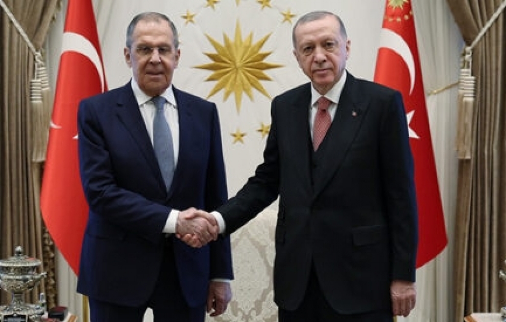Türkiyə Prezidenti Rəcəb Tayyib Ərdoğan Ankarada Rusiyanın xarici işlər naziri Sergey Lavrovu qəbul edib