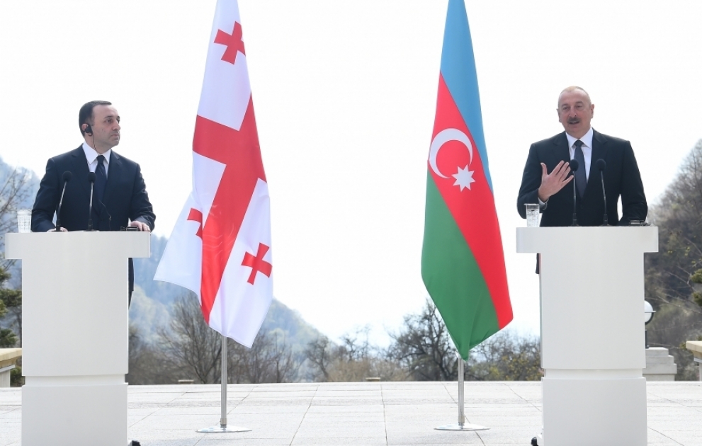 Azərbaycan Prezidenti İlham Əliyev və Gürcüstanın Baş naziri İrakli Qaribaşvili mətbuata bəyanatlarla çıxış ediblər