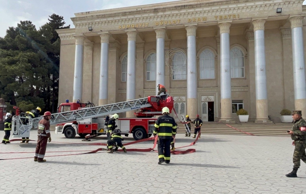 FHN Sumqayıtda yanğın-taktiki təlim keçirib