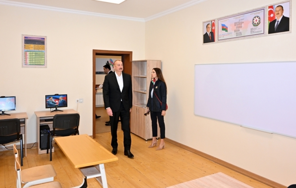 President Ilham Aliyev and First Lady Mehriban Aliyeva attended inauguration of newly-built school in Neftchala district