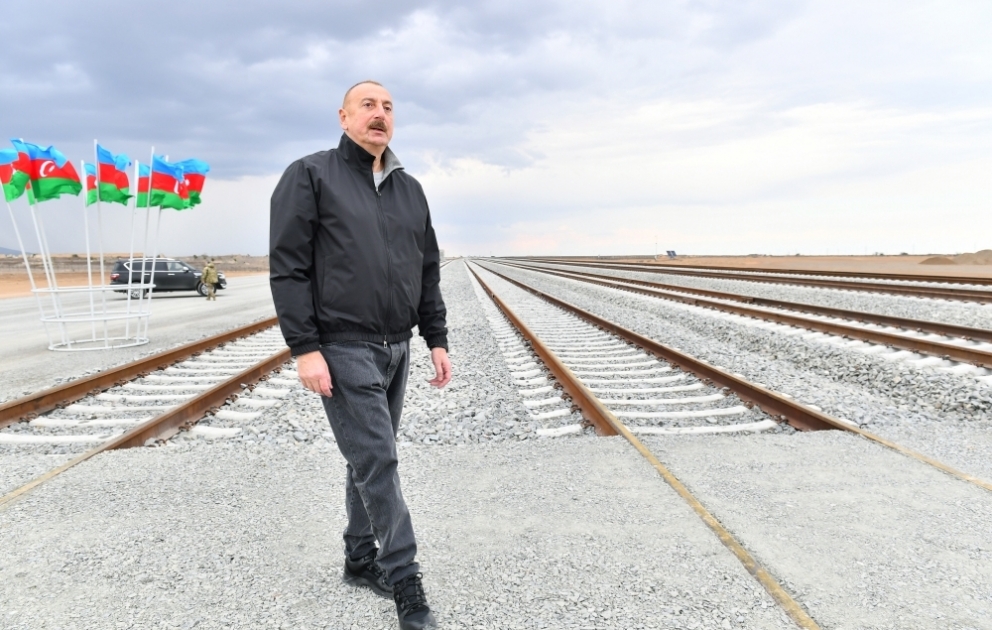President Ilham Aliyev viewed construction progress of Barda-Aghdam railway line