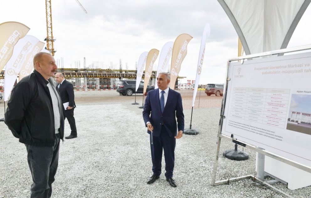 Präsident Ilham Aliyev legt Grundstein für digitale Steuerzentrale und Trainingszentrum in Agdam Region