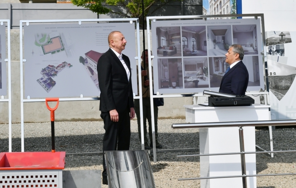 Pose de la première pierre d’un immeuble non résidentiel dans la rue Karabagh à Choucha