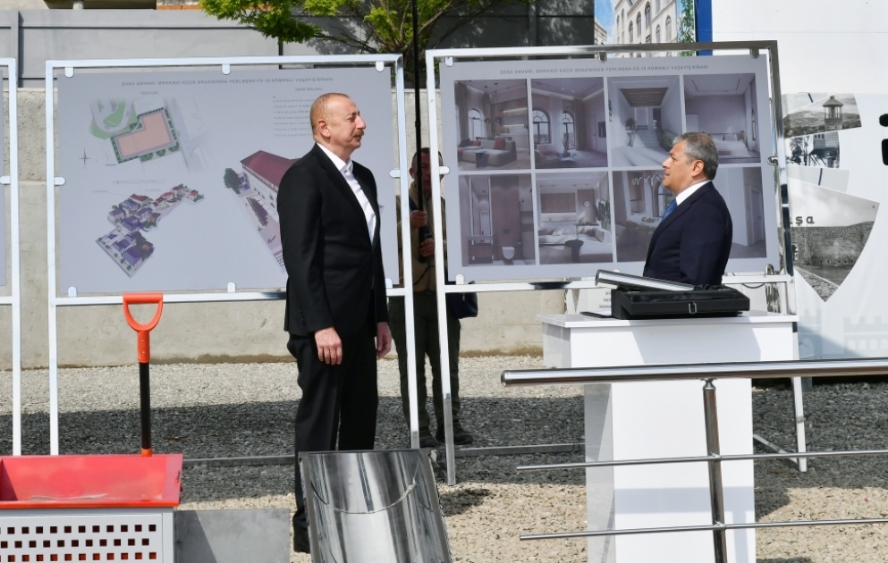 Schuscha: Präsident Ilham Aliyev legt Grundstein für Nichtwohngebäude in der Karabach-Straße